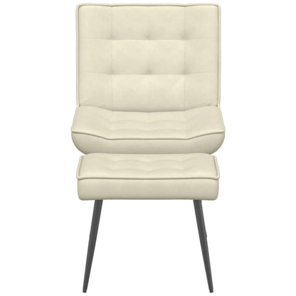 Cadeira de relaxamento com banco em veludo creme