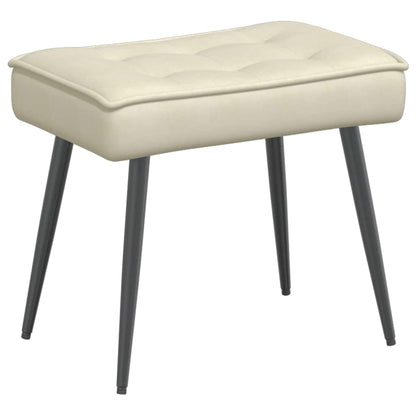 Cadeira de relaxamento com banco em veludo creme