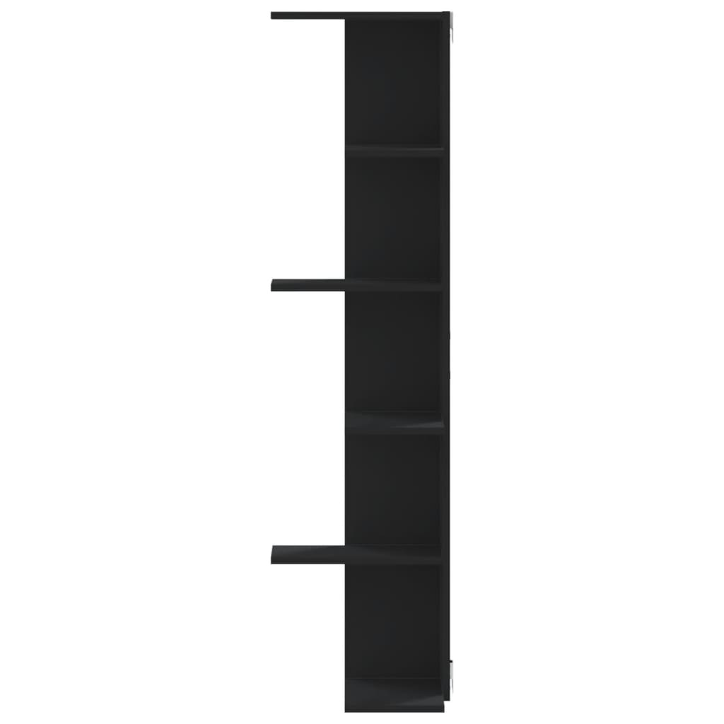 Estante parede p/ canto 36,5x36,5x140 cm deriv. madeira preto