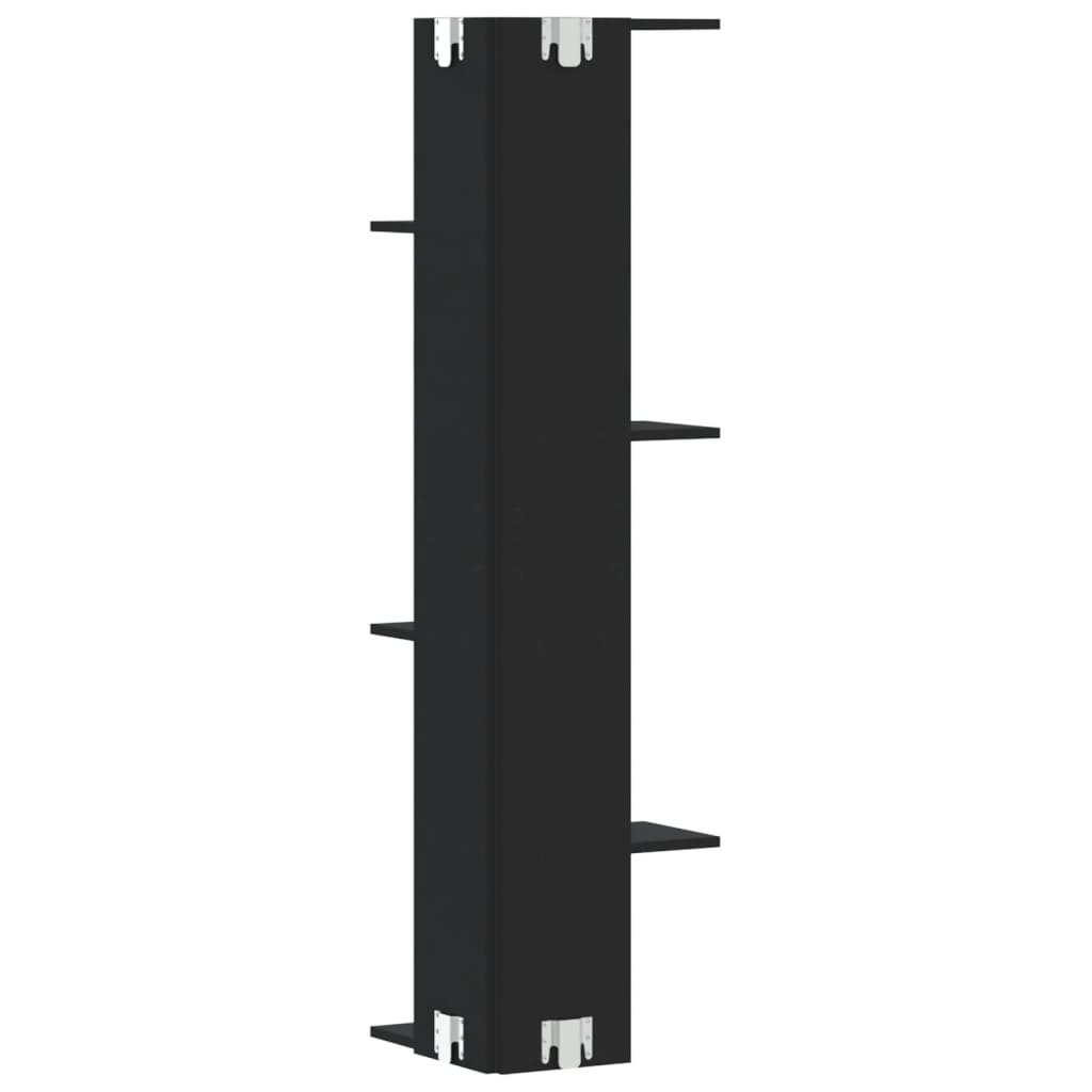 Estante parede p/ canto 36,5x36,5x140 cm deriv. madeira preto