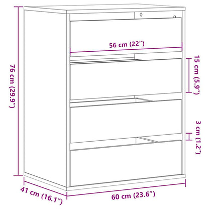 Cómoda 60x41x76 cm derivados de madeira cinzento sonoma
