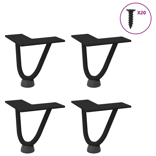 Pernas de grampo para mesa de centro 4 peças pretas 10 cm aço maciço