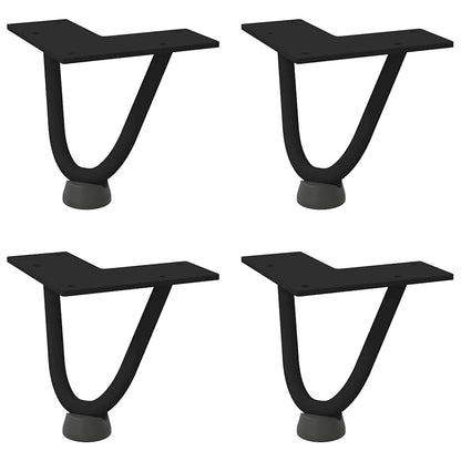 Pernas de grampo para mesa de centro 4 peças pretas 10 cm aço maciço