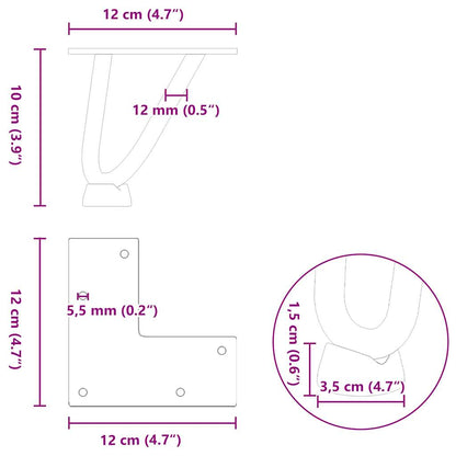 Pernas de grampo para mesa de centro 4 peças, branco, 10 cm, aço maciço