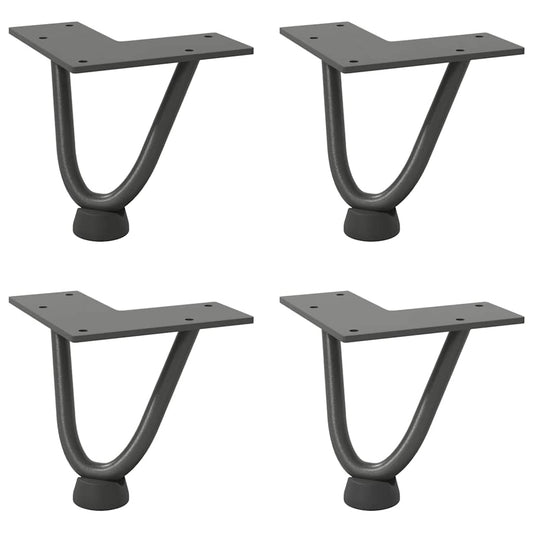 Pernas de grampo para mesa de centro 4 peças antracite 10 cm aço maciço