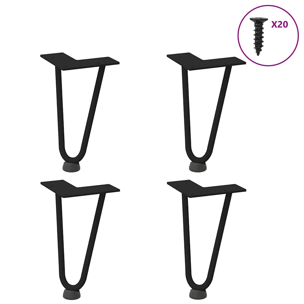 Pernas de grampo para mesa de centro 4 peças pretas 20 cm aço maciço