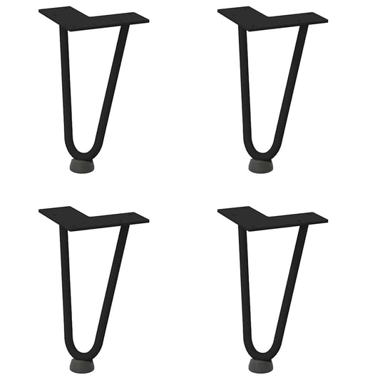 Pernas de grampo para mesa de centro 4 peças pretas 20 cm aço maciço
