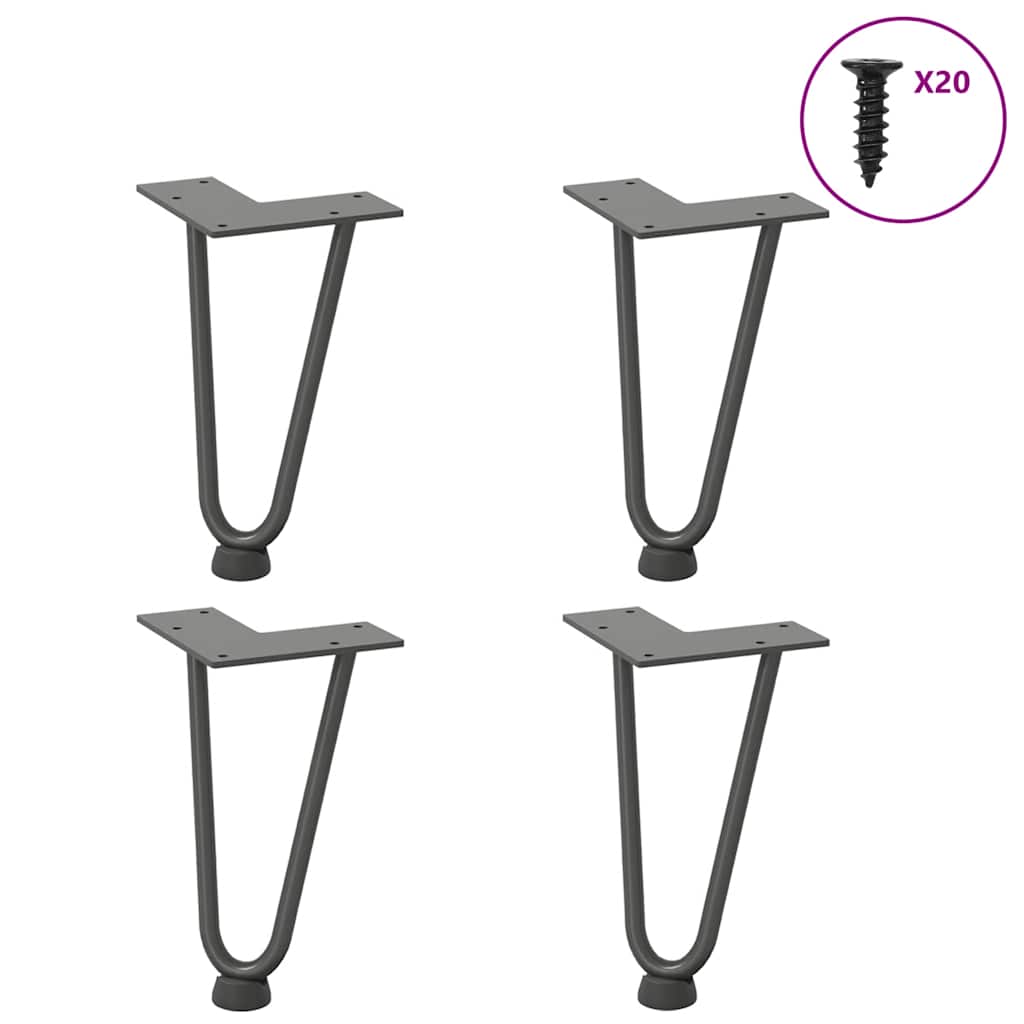 Pernas de grampo para mesa de centro 4 peças antracite 20 cm aço maciço