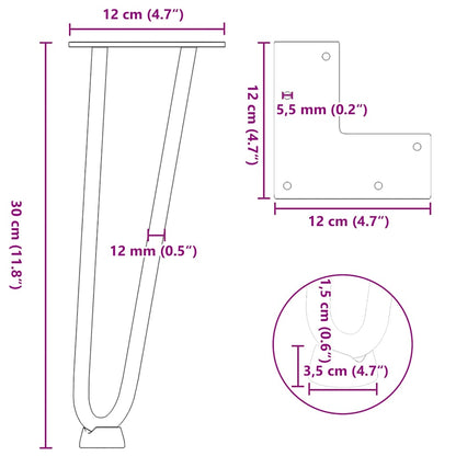 Pernas de grampo para mesa de centro 4 peças pretas 30 cm aço maciço
