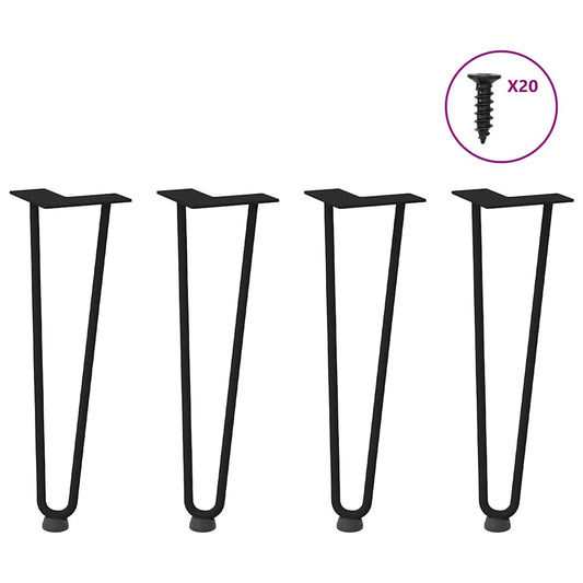 Pernas de grampo para mesa de centro 4 peças pretas 42 cm aço maciço