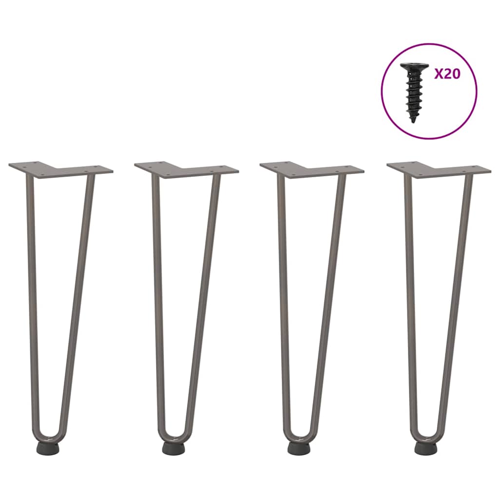Pernas de grampo para mesa de centro 4 peças Aço natural 42 cm Aço maciço