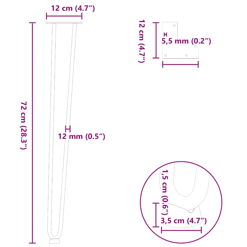 Pernas de grampo para mesas de console para mesa de console 4 peças Branco 72 cm Aço maciço
