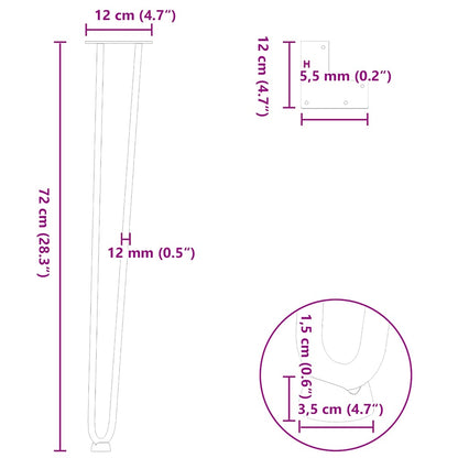 Pernas de grampo para mesas de console para mesa de console 4 peças Aço natural 72 cm Aço sólido