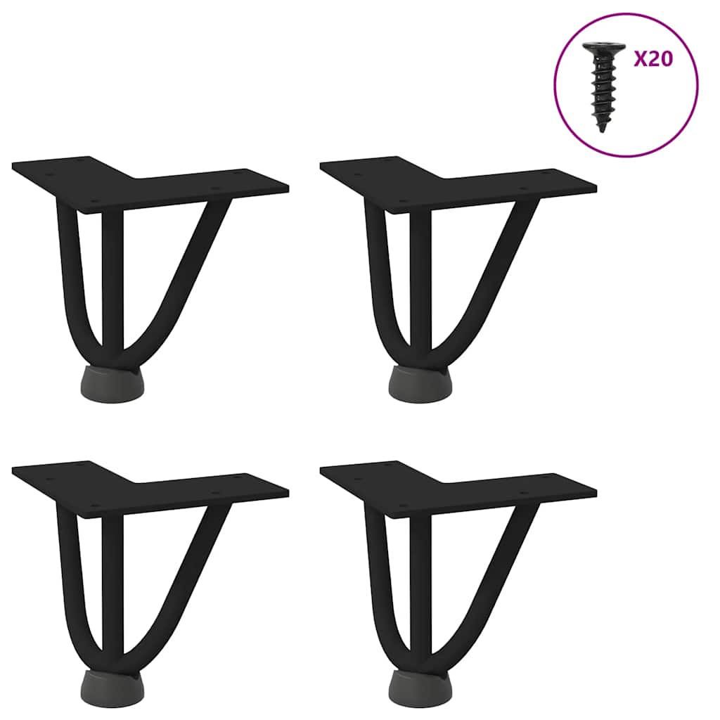 Pernas de grampo para mesa de centro 4 peças pretas 10 cm aço maciço