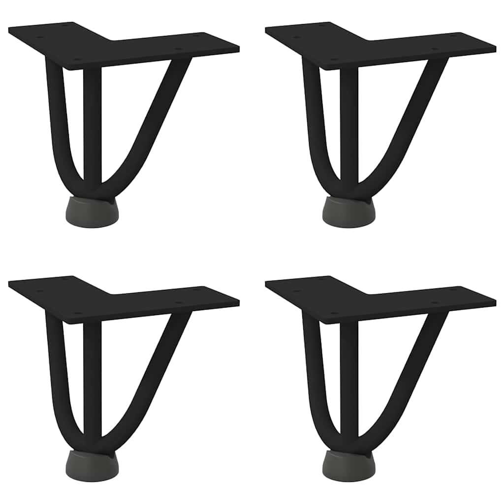 Pernas de grampo para mesa de centro 4 peças pretas 10 cm aço maciço