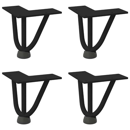 Pernas de grampo para mesa de centro 4 peças pretas 10 cm aço maciço