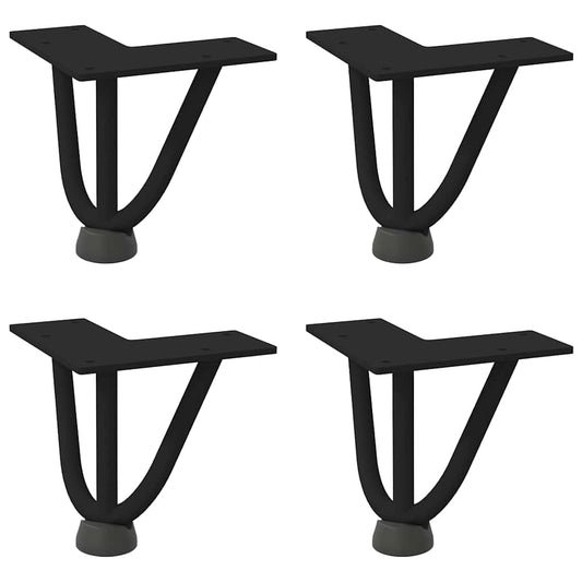 Pernas de grampo para mesa de centro 4 peças pretas 10 cm aço maciço