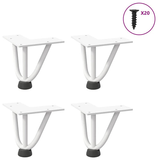 Pernas de grampo para mesa de centro 4 peças, branco, 10 cm, aço maciço