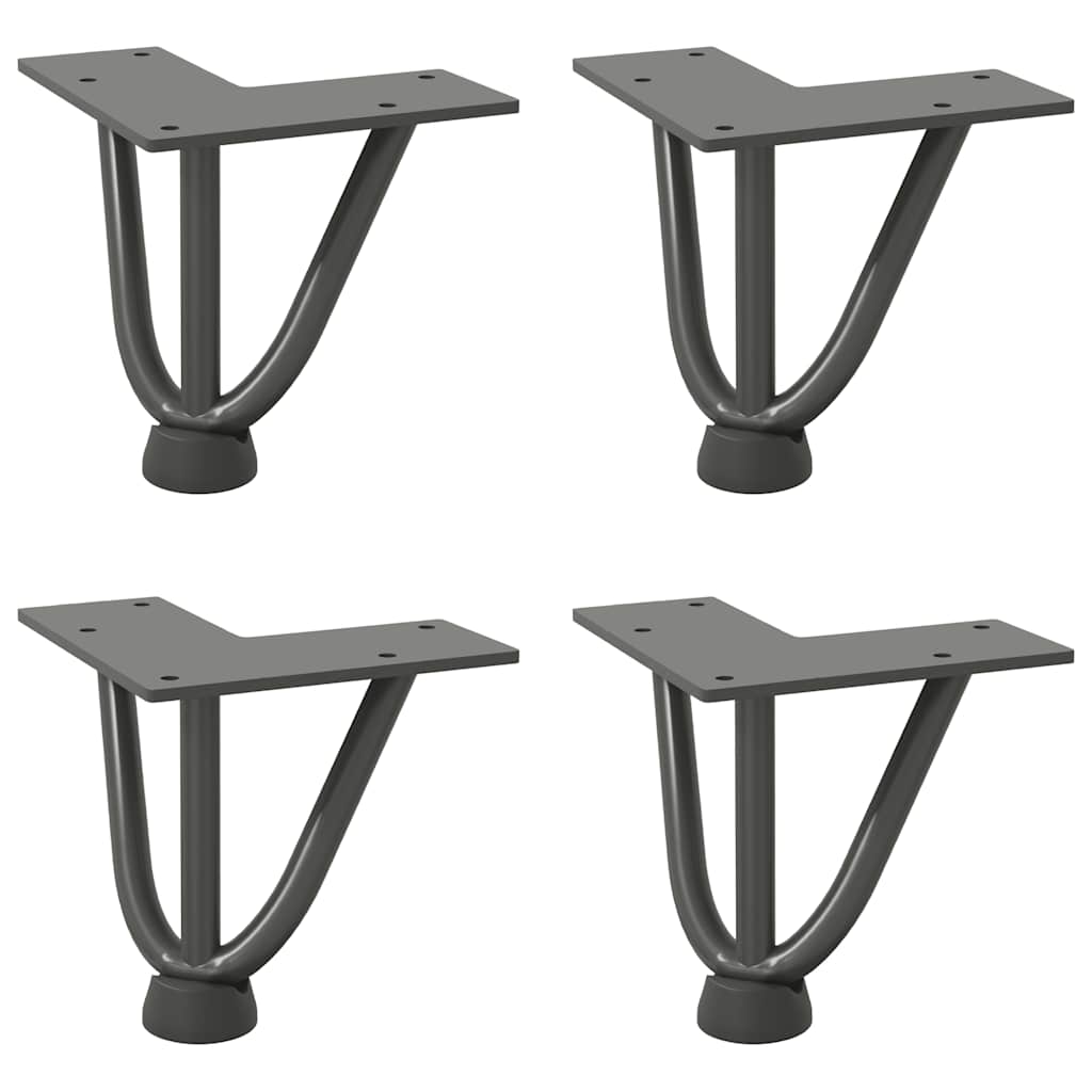 Pernas de grampo para mesa de centro 4 peças antracite 10 cm aço maciço