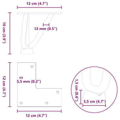 Pernas de grampo para mesa de centro 4 peças antracite 10 cm aço maciço
