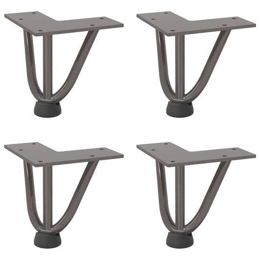 Pernas de grampo para mesa de centro 4 peças Aço natural 10 cm Aço maciço