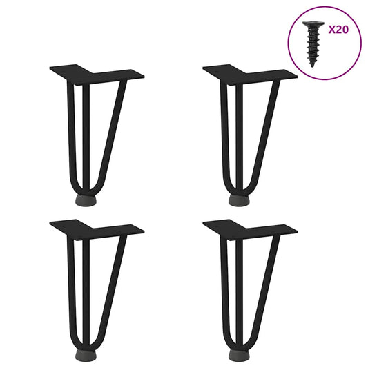 Pernas de grampo para mesa de centro 4 peças pretas 20 cm aço maciço