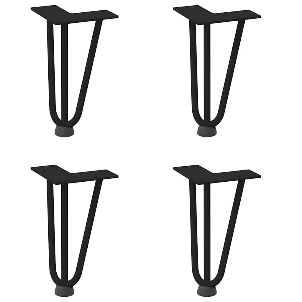 Pernas de grampo para mesa de centro 4 peças pretas 20 cm aço maciço