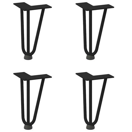 Pernas de grampo para mesa de centro 4 peças pretas 20 cm aço maciço