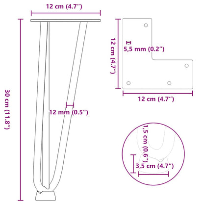 Pernas de grampo para mesa de centro 4 peças, branco, 30 cm, aço maciço
