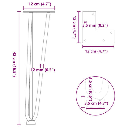 Pernas de grampo para mesa de centro 4 peças, branco, 42 cm, aço maciço