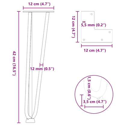Pernas de grampo para mesa de centro 4 peças Aço natural 42 cm Aço maciço