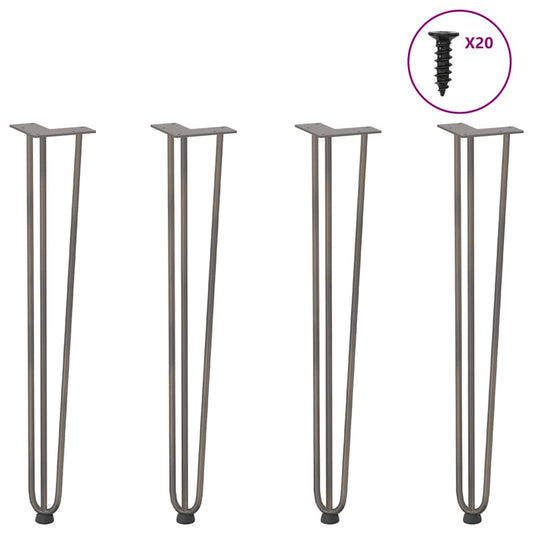 Pernas de grampo para mesas de console para mesa de console 4 peças Aço natural 72 cm Aço sólido