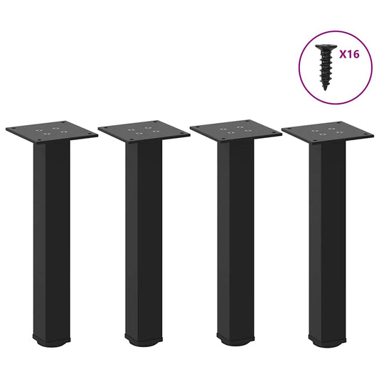 Pés para mesa de centro 4 peças, preto, 30-32 cm, aço