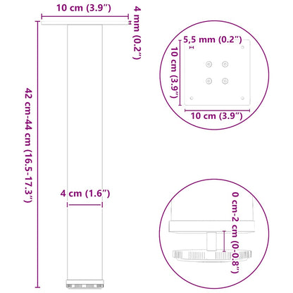 Pés para mesa de centro 4 peças, preto, 42-44 cm, aço