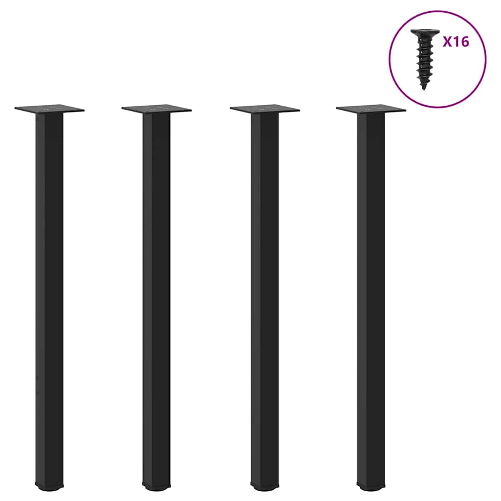 Pés de mesa de console 4 peças, preto, 72-74 cm, aço