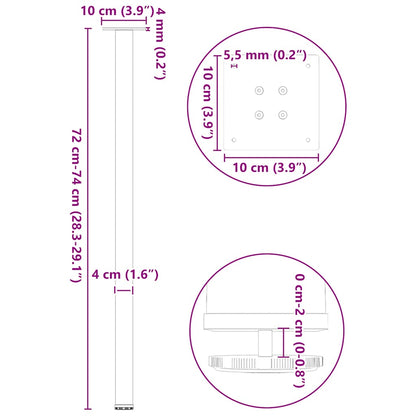 Pés de mesa de console 4 peças, branco, 72-74 cm, aço