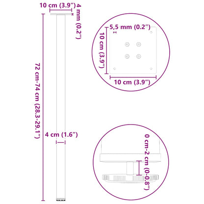 Pés de mesa de console 4 peças aço natural 72-74 cm aço