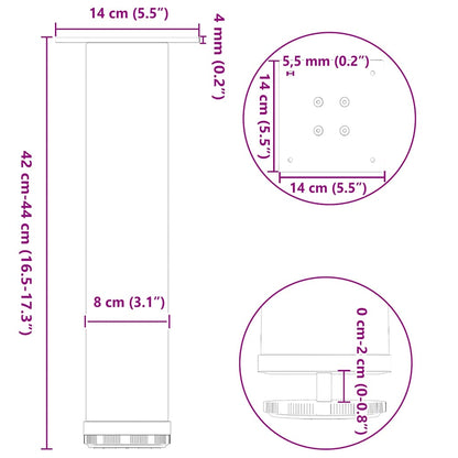 Pés para mesa de centro 4 peças, preto, 42-44 cm, aço