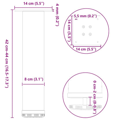 Pés para mesa de centro 4 peças, branco, 42-44 cm, aço