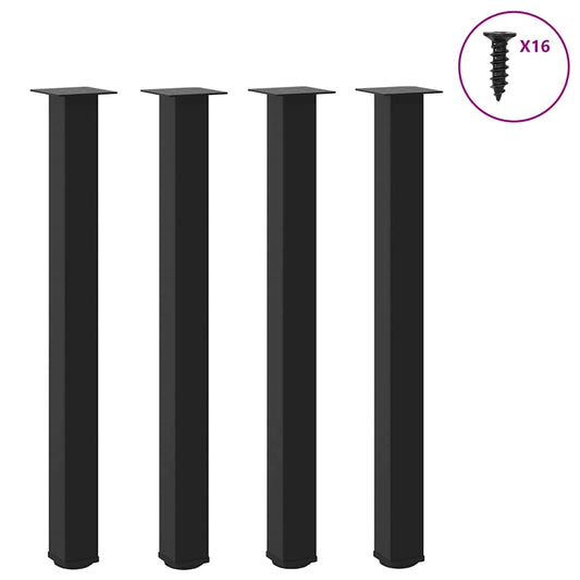 Pés para mesa de bar 4 peças, preto, 90-92 cm, aço