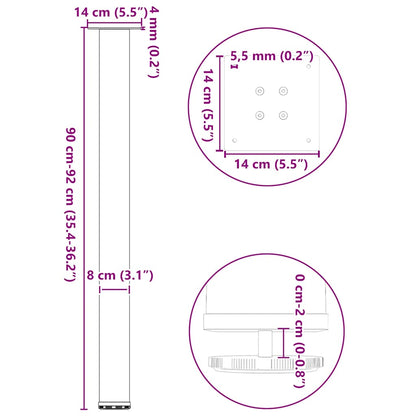 Pés para mesa de bar 4 peças, antracite, 90-92 cm, aço