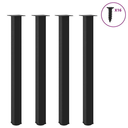 Pés para mesa de bar 4 peças, preto, 110-112 cm, aço