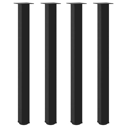 Pés para mesa de bar 4 peças, preto, 110-112 cm, aço