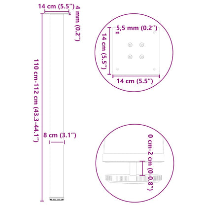 Pés para mesa de bar 4 peças aço natural 110-112 cm aço