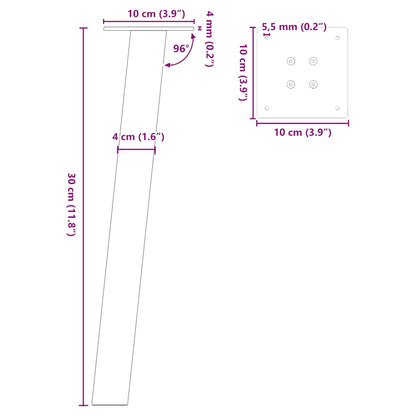 Pés para mesa de centro 4 peças aço natural 30 cm aço
