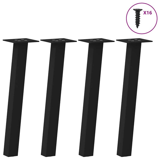 Pés para mesa de centro 4 peças, preto, 42 cm, aço