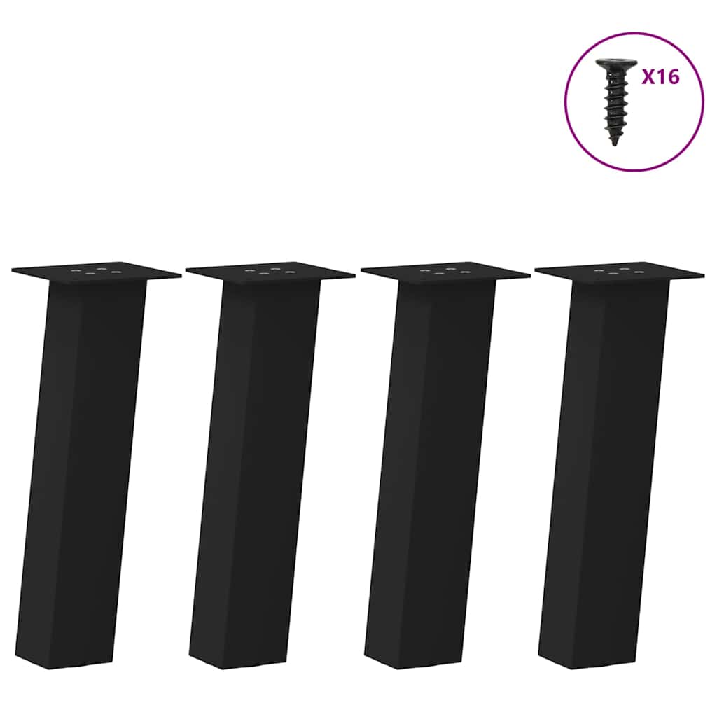 Pés para mesa de centro 4 peças, preto, 30 cm, aço
