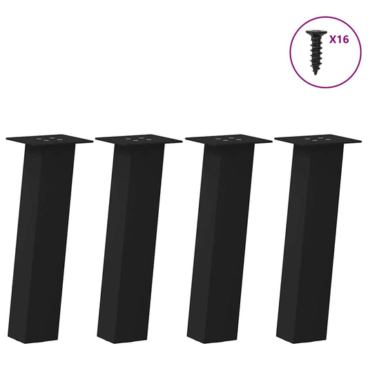 Pés para mesa de centro 4 peças, preto, 30 cm, aço