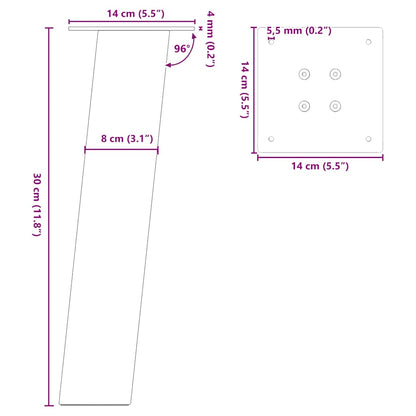 Pés para mesa de centro 4 peças, branco, 30 cm, aço