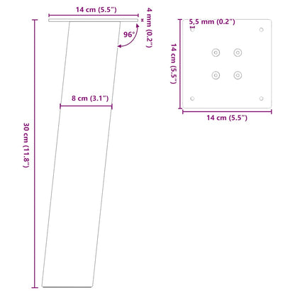 Pés para mesa de centro 4 peças antracite 30 cm aço